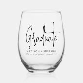 Handgeschreven Black Script-Afstuderen Wijnglas Zonder Voet (Voorkant)