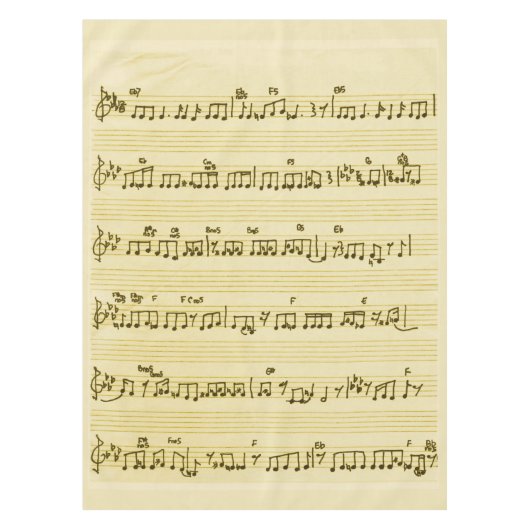 Handgeschreven Bladmuziek Liednoten Antiek Ivoor Tafelkleed (Voorkant)