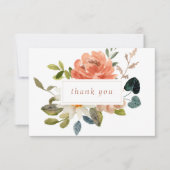 Handgeschreven bloemenbruiloft dank u witte Kaart (Voorkant)