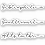 Handgeschreven boekliefhebber set sticker (Voorkant)