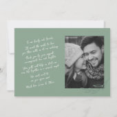 Handgeschreven botanische groene twee foto dank u aankondiging (Achterkant)