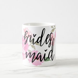 Handgeschreven Bridesmaid Script roze pinda's Flor Koffiemok