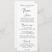 Handgeschreven bruiloft diner menu (Voorkant / Achterkant)