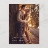 Handgeschreven bruiloft Opslaan Datum Eenvoudige f Briefkaart (Voorkant)