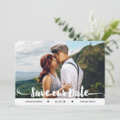 Handgeschreven Brush Script Foto Sla de datum op Save The Date (Staand voorkant)
