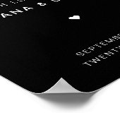 Handgeschreven Calligrafie Black Wedding Sign Poster (Hoek)