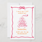 Handgeschreven Champagne Tower bruidsmeisje voorst Kaart (Voorkant)