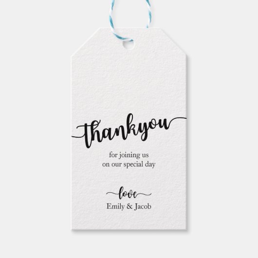 Handgeschreven chique bruiloft dank u cadeau Label Cadeaulabel (Voorkant)