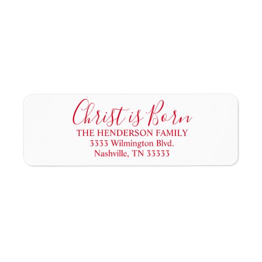 Handgeschreven Christus is geboren retouradres Etiket (Voorkant)