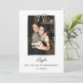 Handgeschreven Coquette Bow Bruidsmeisje Fotovoors Kaart (Staand voorkant)