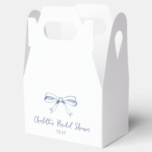 Handgeschreven Coquette Strik Blauwe Bruiloft Fees Bedankdoosjes (Geopend)