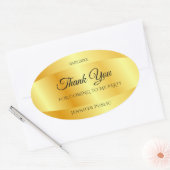 Handgeschreven dank je tekst goudkleur sjabloon ovale sticker (Envelop)