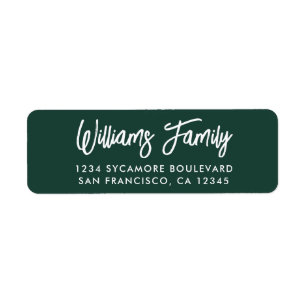 Handgeschreven Dark Green Family Retouradres Etiket