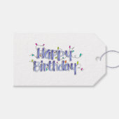 Handgeschreven Dusty Blue Birthday Cadeaulabel (Voorkant (Horizontaal))