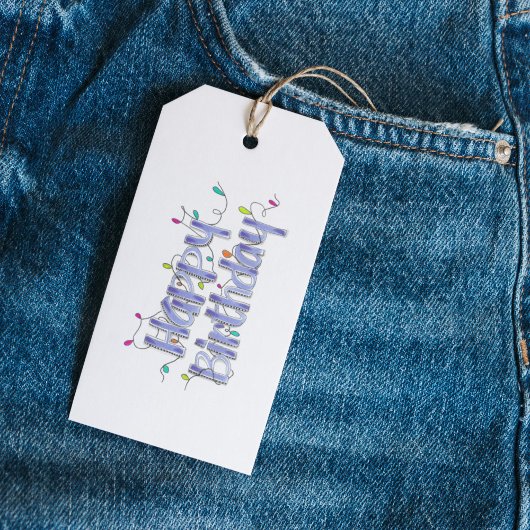 Handgeschreven Dusty Blue Birthday Cadeaulabel