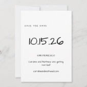 Handgeschreven Eenvoudig Minimalistisch Zwart Witt Save The Date (Voorkant)