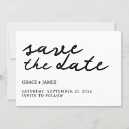 Handgeschreven eenvoudige minimalistische typograf save the date