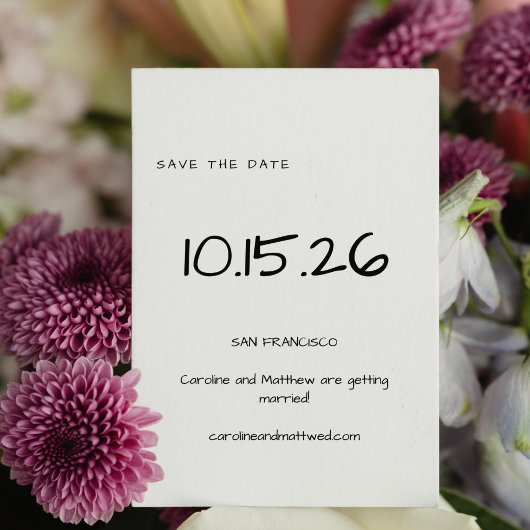 Handgeschreven Eenvoudige Minimalistische Zwarte W Save The Date