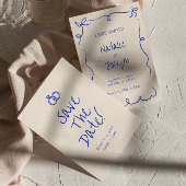  handgeschreven, eigentijdse funky bruiloft save the date