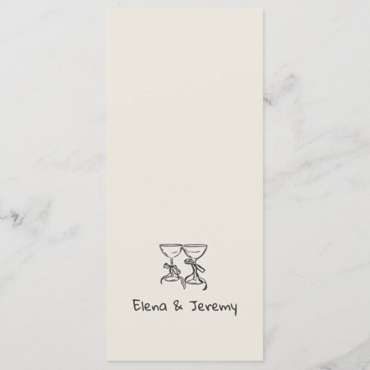 Handgeschreven eigenzinnige tekening bruiloft menu (Achterkant)