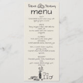 Handgeschreven eigenzinnige tekening bruiloft menu (Voorkant)