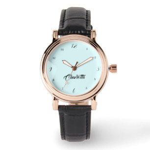 Handgeschreven elegante naam   Pastel Cyaan Stijlv Horloge