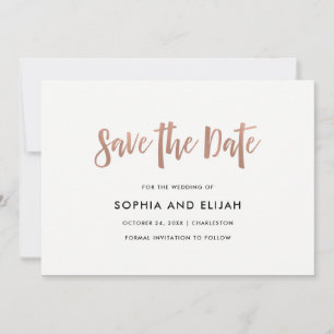 Handgeschreven en modern Faux Roos Gold met foto Save The Date
