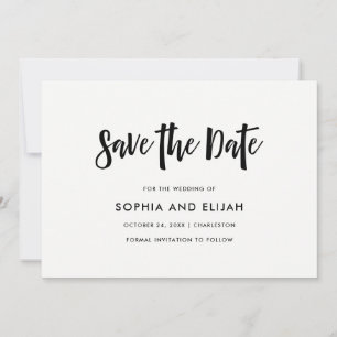 Handgeschreven en modern Zwart-wit Save The Date