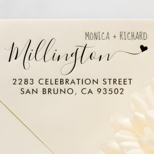 Handgeschreven familienaam Bruiloft Retouradres Rubberstempel