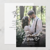 Handgeschreven foto bruiloft dank u kaart (Voorkant / Achterkant)