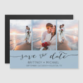 Handgeschreven foto Dusty Blue Save the Date (Voorkant / Achterkant)