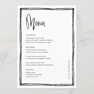 Handgeschreven Frans Huwelijks Tafelmenu  Menu