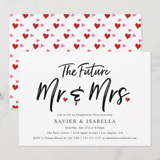 Handgeschreven Future Mr & Mrs Engagement Party Kaart (Voorkant / Achterkant)