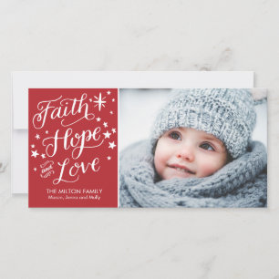 Handgeschreven Geloof Hoop Liefde Religieuze Kerst Feestdagenkaart
