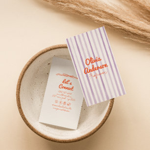 Handgeschreven Getekende Paarse Oranje Whimsy Boho Visitekaartje