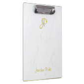 Handgeschreven Gold Monogram Elegant Marble Modern Klembord (Rechts)