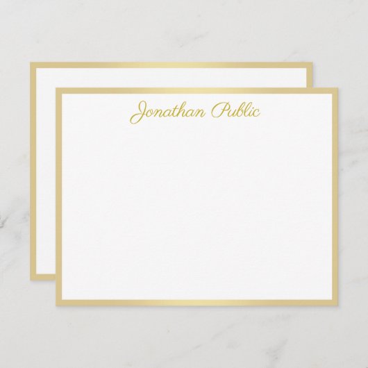 Handgeschreven Gold Script-tekst Aangepaste Sjablo Notitiekaartje (Voorkant / Achterkant)