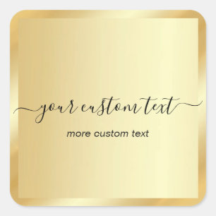 Handgeschreven goud sjabloon Uw aangepaste tekst T Vierkante Sticker