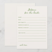 Handgeschreven groen advies voor de bruid Kaart (Voorkant / Achterkant)