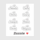 Handgeschreven handtekening hart script naam stick sticker (Vel)