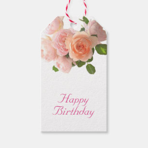 Handgeschreven Happy Birthday Text Floral Sjabloon Cadeaulabel