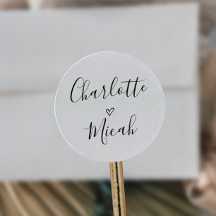 Handgeschreven heartbruiloft Envelope-zegels Ronde Sticker