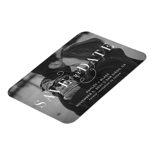 Handgeschreven kalligrafie Foto Opslaan Datum Magneet (Linkerzijde)