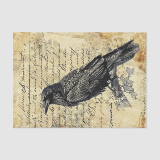 Handgeschreven kalligrafie  Raven Decoupage Tissuepapier (Voorkant)