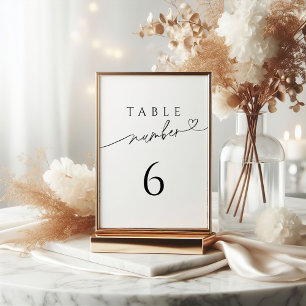 Handgeschreven kalligrafie Trouwtafel Nummer Teken Kaart