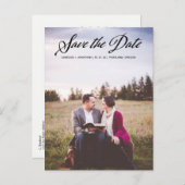 Handgeschreven kalligrafiescriptfoto Sla de datum Aankondigingskaart (Voorkant / Achterkant)