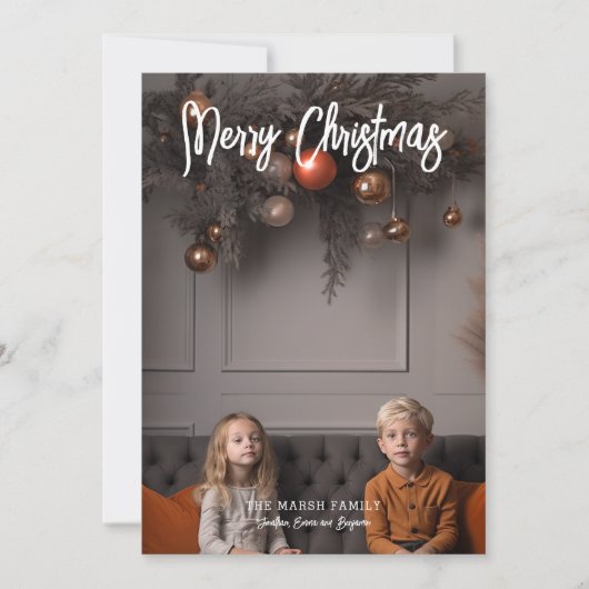 Handgeschreven kerstkalligrafie, volledige foto feestdagenkaart (Voorkant)