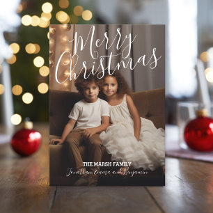 Handgeschreven Kerstscript en volledige foto Feestdagenkaart