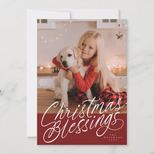 Handgeschreven Kerstzegeningen script foto Feestdagenkaart (Voorkant)