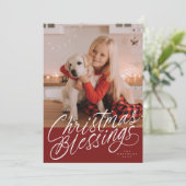 Handgeschreven Kerstzegeningen script foto Feestdagenkaart (Staand voorkant)